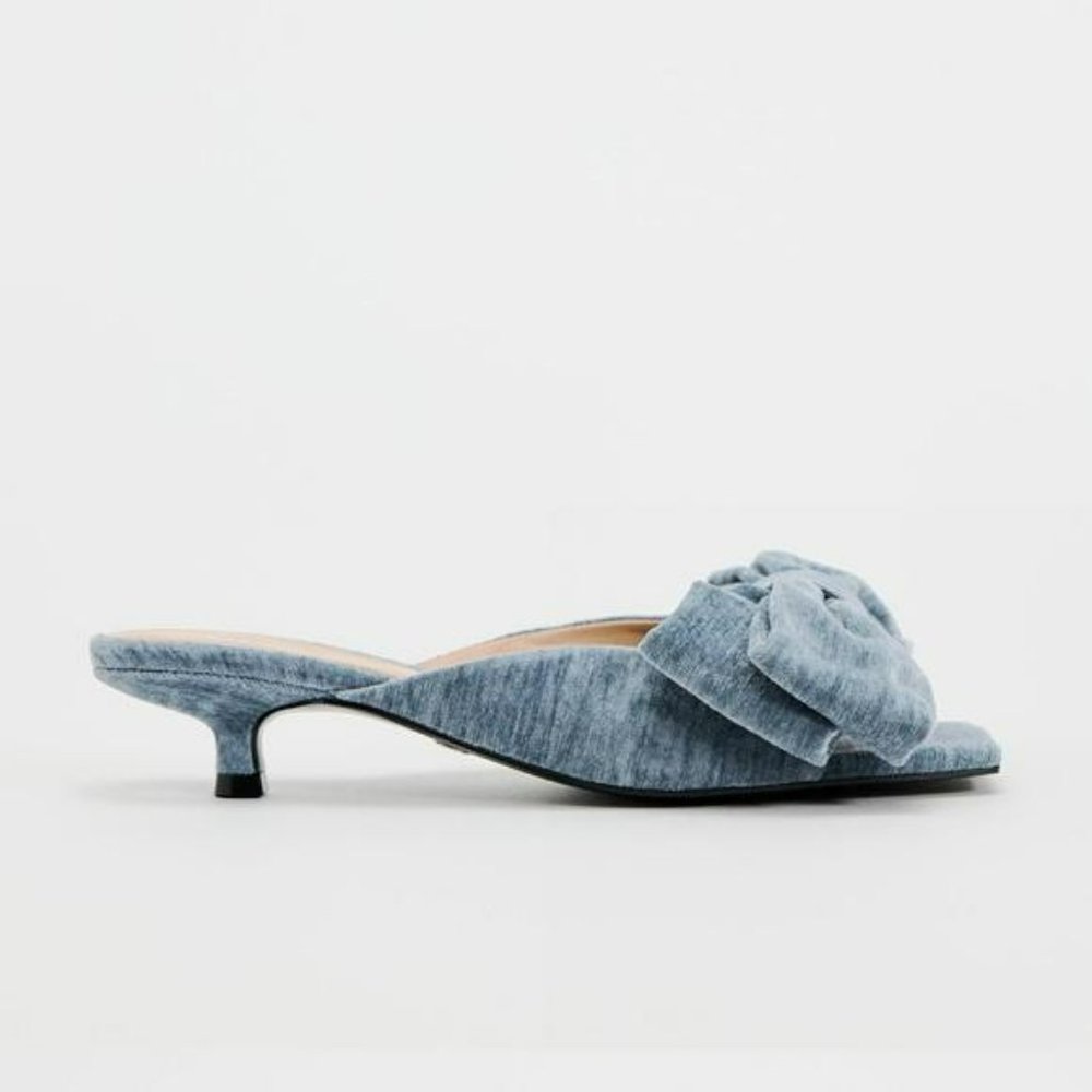 ZARA BOW TRIM VELVET MULES - Picture 3 of 4